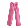 DOUJILI 2022 Pink Yellow Blue Green Rose Red High Waist Long Pants Jeans Casual Loose Pants Trousers For Women