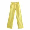 DOUJILI 2022 Pink Yellow Blue Green Rose Red High Waist Long Pants Jeans Casual Loose Pants Trousers For Women