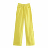 DOUJILI 2022 Pink Yellow Blue Green Rose Red High Waist Long Pants Jeans Casual Loose Pants Trousers For Women