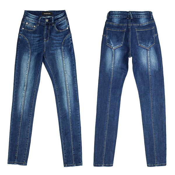 DSQBRAND women's high waist slim Jeans Blue stitching Capris small foot pencil pants zipper DSQ letter label  customizatio