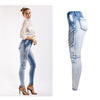 DSQBRAND women's high-waist jeans locomotive stretch wash white light blue trousers thin pencil pants  urban fashion