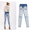 DSQBRAND women's high-waist jeans locomotive stretch wash white light blue trousers thin pencil pants  urban fashion