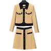 DUOFAN Blazer And Skirt Set Turn-down Collar Elegant Loose Blazer And A-line Knee-length Mini Skirt Patchwork Chic Female Suit