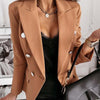 DUOFAN Women's Blazers Double Breasted Long Sleeves Blazer Buttoned Vintage clothes Office Lady Suit Winter Coat