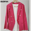 DUOFAN Women's Blazers Double Breasted Long Sleeves Blazer Buttoned Vintage clothes Office Lady Suit Winter Coat