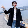 DUOFAN Women's Single-breasted Black Blazers High-quality Korean Loose Retro Casual Slim Ladies Suit Turn Sleeves Contrast Coats
