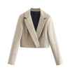 DUOPERI 2023 Cropped Blazer Women Long Sleeves Casual Office Lady Chic Design Short Coat Female Outwear femme veste