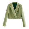 DUOPERI 2023 Cropped Blazer Women Long Sleeves Casual Office Lady Chic Design Short Coat Female Outwear femme veste