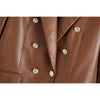 DUOPERI Faux Leather Blazer Women Elegant Long Sleeves Double breasted  Office Lady Suit Female  Blazer Suit veste femme
