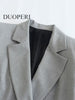 DUOPERI Women With Pockets Solid Double Breasted Blazer Vintage Long Sleeves Notched Neck Female Chic Lady Outfits