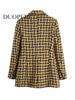 DUOPERI Women With Pockets Texture Double Breasted Blazer Vintage Long Sleeves Notched Neck Female Chic Lady Outfits