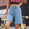 DUYIT Spring/Summer High Waist Denim Shorts Women's European and American INS All-match Chain Jeans