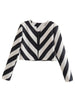 DYLQFS Women Elegant O Neck Striped Print Casual Short Coat Office Ladies Coat Blazer Top Retro Chic Striped Skirt