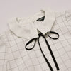 Autumn Women Casual Plaid Shirts Ruffled Bow Puff Sleeve Blouses Tops