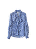 Autumn Chiffon Blouses Women New Tie Bow Print Shirts long Sleeve V neck Loose Casual Ruffles Blouse