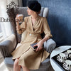 Dabuwawa Elegant Blazer Suit Women Notched Two Pieces Chic Solid Split Dress + Blazers Top Outfit Set Office Lady DT1CSA008
