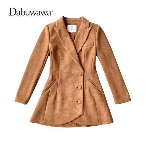 Khaki Color Autumn Winter Women Blazers And Jackets Solid Female Jacket Notched Office Work Wear Outwear