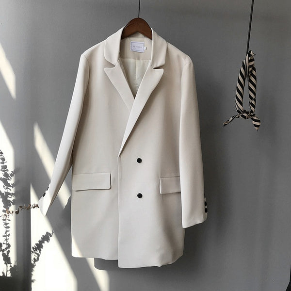 Daily Apparel 2022 Spring Fashion Long Sleeve Top Jacket Good Version Double Breasted Suit Collar Elegant  Blazer for Women