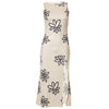 Daisy Print Knitted Beach Dress Women 2022 Summer Split Bodycon Backless Sundress O-Neck Dresses Sleeveless Party Sexy Eleg N4O2