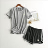 Daisy Sports Style 2 Piece Set Women Yoga Suits Loose T Sleeve Shorts Quick Dry Fitness Gym Sportswear Clothes Ensemble Femme
