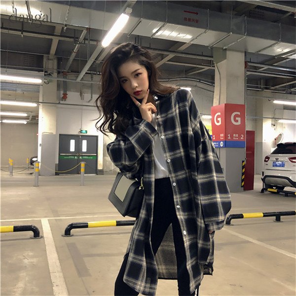 Plaid Blouse Women Loose Long Sleeve Blouse Womens Tops and Blouses Long Casual Loose Vintage Blouses Feminine Shirt