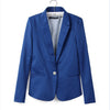 Women Blue Single Button Basic Blazers Candy Colors Slim Fit Office Blazers Long Sleeve Outwear Blazers and Jackets