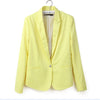 Women Blue Single Button Basic Blazers Candy Colors Slim Fit Office Blazers Long Sleeve Outwear Blazers and Jackets
