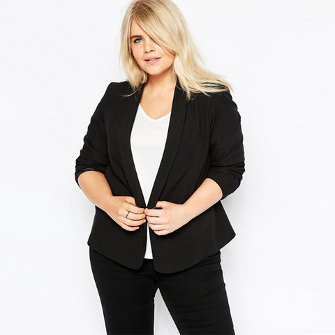 Plus Size Women Clothing Casual Slim Fit Blazers Basic Jackets Ladies Notched Long Sleeve Blazer Female Coat Big Size
