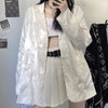 Dark Academia Blazer Women Casual Gothic Vintage Dragon Print Jacket Retro Long Sleeve Thin Loose Blazers Streetwear