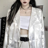 Dark Academia Blazer Women Casual Gothic Vintage Dragon Print Jacket Retro Long Sleeve Thin Loose Blazers Streetwear