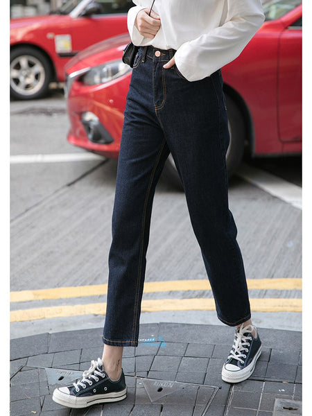 Dark Blue Straight Jeans Women's Summer Thin High Waist Capri Pants Spring And Autumn Small 2022 Style