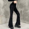 Dark Streetwear Vintage Velvet Bell-Bottom Pants High Waist Women Casual Wide-Leg Trousers Gothic Pants Lady Winter