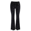 Dark Streetwear Vintage Velvet Bell-Bottom Pants High Waist Women Casual Wide-Leg Trousers Gothic Pants Lady Winter