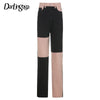 Darlingaga Streetwear Patchwork Jeans for Women Straight Harajuku High Waist Pants Denim 90s Plus Size Long Trousers Female