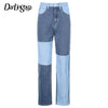 Darlingaga Streetwear Patchwork Jeans for Women Straight Harajuku High Waist Pants Denim 90s Plus Size Long Trousers Female