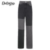 Darlingaga Streetwear Patchwork Jeans for Women Straight Harajuku High Waist Pants Denim 90s Plus Size Long Trousers Female