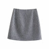 Dave&Di England Style Office Lady Vintage Houndstooth Plaid Casual Blazer Women Aline High Waist Mini Skirts Women Sets