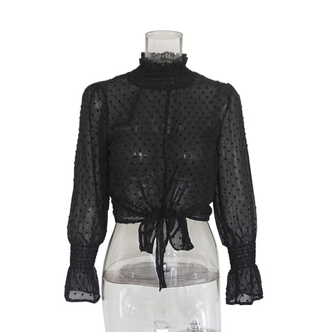 Tie wiast floral print chiffon blouse shirt women Elegant transparent Leopard blouse summer Vintage long sleeve blusas