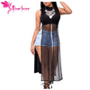 Dear Lover Stylish Woman Vest Party Mesh Patchwork Sleeveless High Side Split Club Top 2022 Summer Long Tanks Camisole LC25857