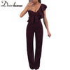 Ruffle One Shoulder Party Jumpsuit Elegant Long Burgundy Overalls For Women Solid Sexy Club Fashion Rompers LC64368