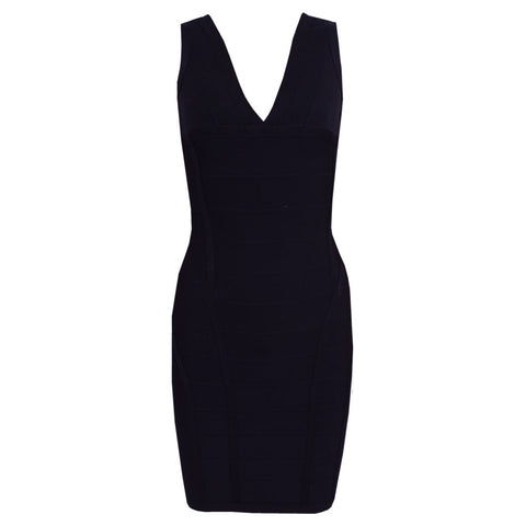 Deep V Neck 2022 Rayon Runway Backless Elastic Knitted Sexy Bodycon Women Bandage Dress Sky Blue