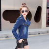Denim Blazer Jacket Female Spring Women's Leisure Students Girls Long Sleeve Slim Short Zipping Outer Coat
