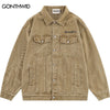 Denim Bomber Jacket Streetwear Hip Hop Vintage Letter Print Cowboy Distressed Wash Jeans Coat 2023 Retro Casual Cotton Jackets