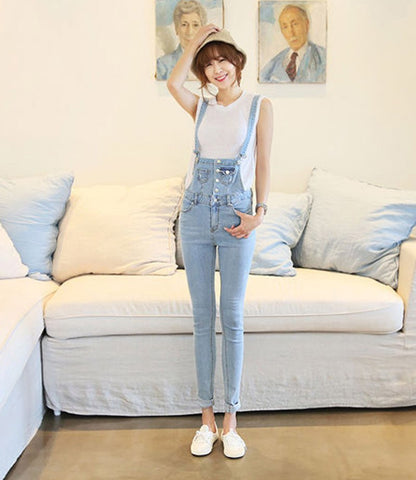Denim Dungarees Salopette for Women Rompers Womens Jumpsuit 2022 Conbinaison Macacoes Feminino Longo Jeans Female Overalls