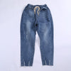 Denim Jeans women Large size L-8XL loose brand European and American thin loose harem cropped pants women elastic waist