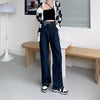 Denim Pants Jeans Women 2022 Autumn Korean Version Loose High Waist Thin Niche Design Straight Long Pants