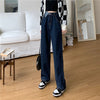 Denim Pants Jeans Women 2022 Autumn Korean Version Loose High Waist Thin Niche Design Straight Long Pants