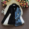 Denim Spliced Blazer Jacket Women Single Breasted Lapel Black Suit Jacket Asymmetry Patchwork Loose Blazers Coat Female