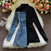 Denim Spliced Blazer Jacket Women Single Breasted Lapel Black Suit Jacket Asymmetry Patchwork Loose Blazers Coat Female