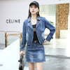 Denim Suit Female Spring and Autumn 2022 Korean Slim Jeans Blazer Jacket and Skirt Set Women Two-piece Step Skirt K528
